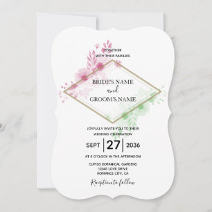 Bröllopsinbjudningar för elegant Watercolor Flower Inbjudningar