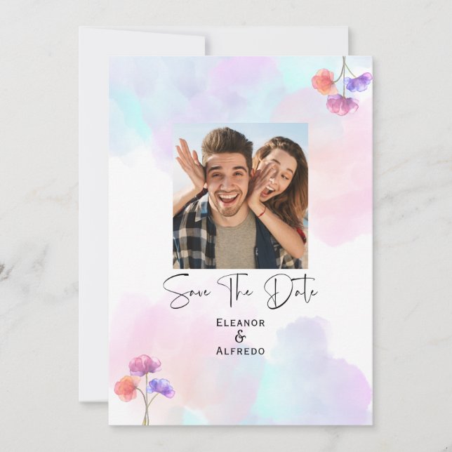 Bröllopsinbjudningar för elegantens Rosa och blått Inbjudningar (Framsida)