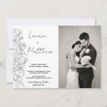 Bröllopsinbjudningar för grått-blommor med foto