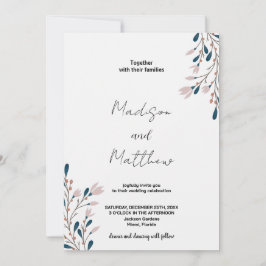 Bröllopsinbjudningar för Grönt av rosa Blommigt Inbjudningar