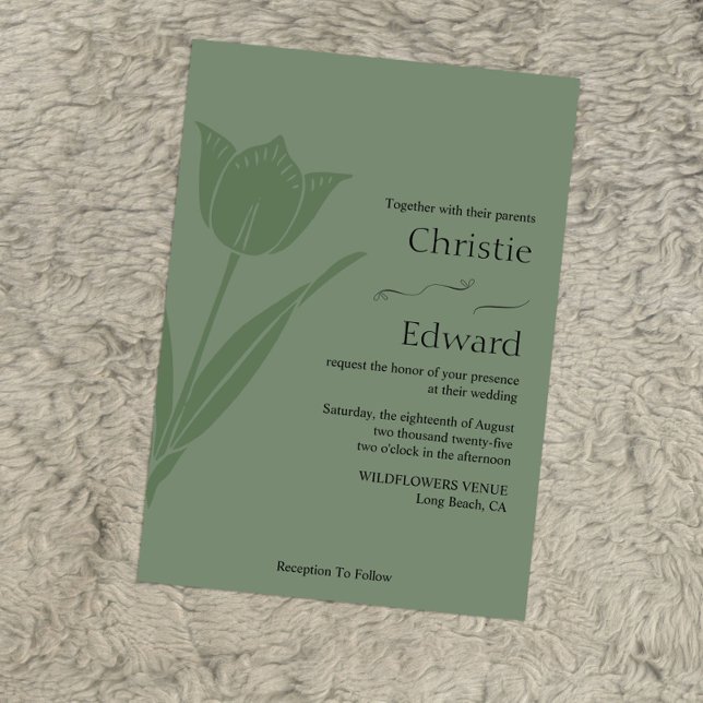 Bröllopsinbjudningar för Grönt av tulip Sage Inbjudningar (Skapare uppladdad)