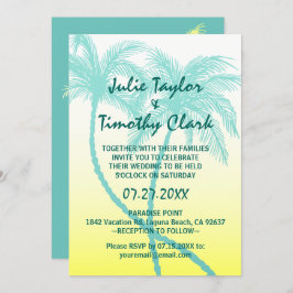 Bröllopsinbjudningar för gult och blåblått Handfla Inbjudningar