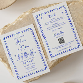 Bröllopsinbjudningar för hand plockade Fransk, blå Inbjudningar