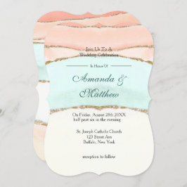 Bröllopsinbjudningar för lax- och teal-Guld-agate