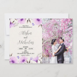 Bröllopsinbjudningar för lila Blommigt med foto Inbjudningar