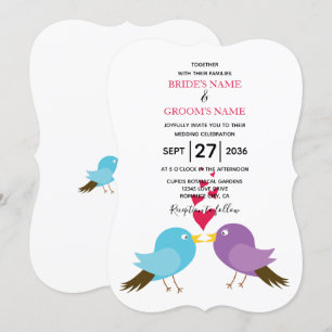 Bröllopsinbjudningar för love birds & Hearts Inbjudningar