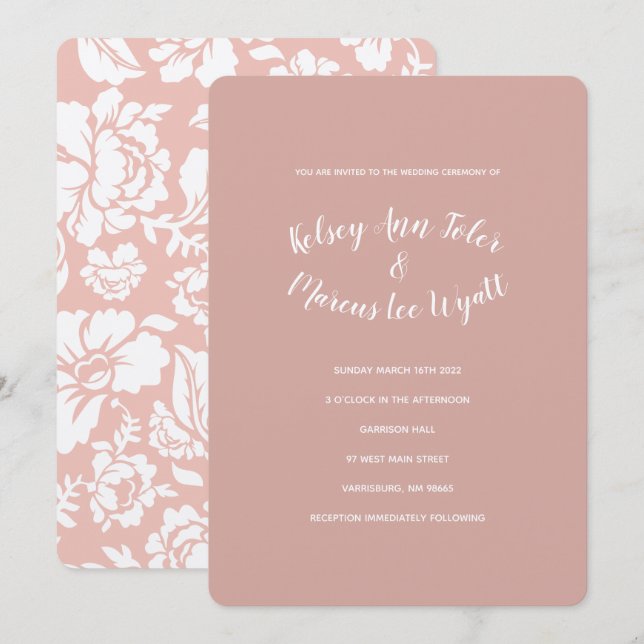 Bröllopsinbjudningar för metalliska Pappra Ro Guld Inbjudningar (Fram/baksida)