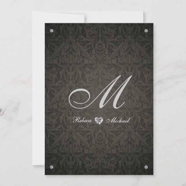 Bröllopsinbjudningar för Monogram för Elegant Diam Inbjudningar (Framsida)