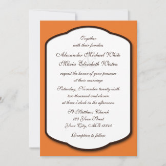 Bröllopsinbjudningar för orange Brown & White Wedd Inbjudningar