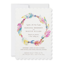 Bröllopsinbjudningar för rosa av vattenfärgen Boho
