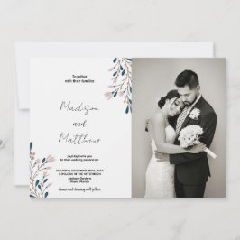 Bröllopsinbjudningar för rosa Blommigt Grönt med f Inbjudningar