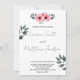 Bröllopsinbjudningar för rosa Blommigt Inbjudningar