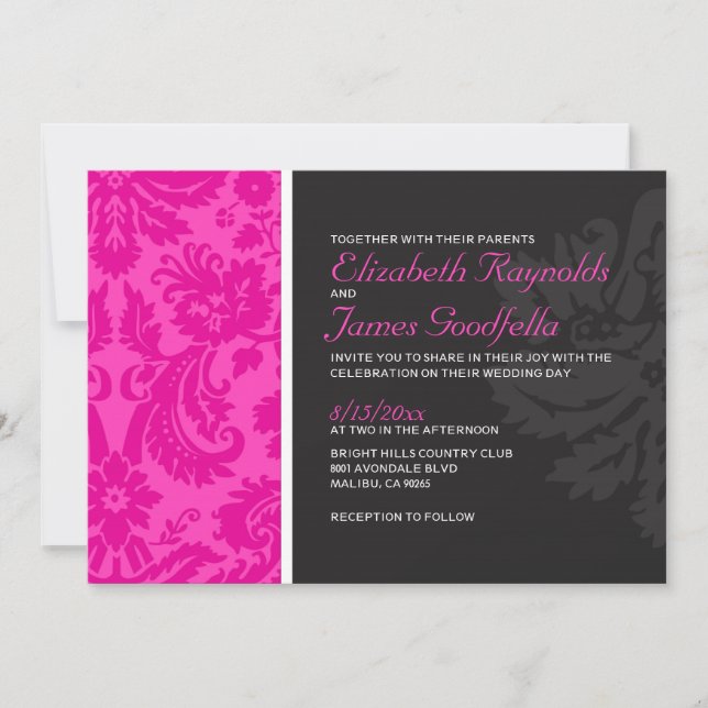 Bröllopsinbjudningar för Rosa Damask Inbjudningar (Framsida)