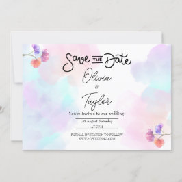 Bröllopsinbjudningar för rosa och blått vatten inbjudningar