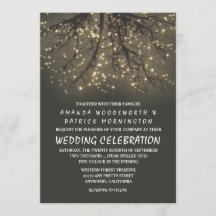 Bröllopsinbjudningar för Rustic Lighted Träd Gren