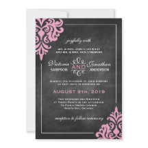 Bröllopsinbjudningar för schalkboard och Rosa Dama