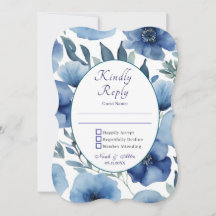 Bröllopsinbjudningar för Serene Blue Blommigt