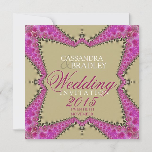 Bröllopsinbjudningar för Statliga Guld och Rosa Sn Inbjudningar (Framsida)
