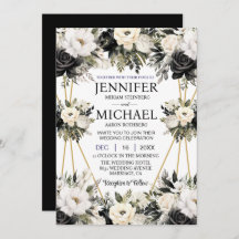 Bröllopsinbjudningar för svartvit Blommigt