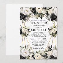 Bröllopsinbjudningar för svartvit Blommigt