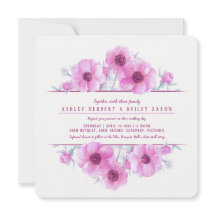 bröllopsinbjudningar för vattenfärgen rosa anemon