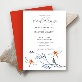 Bröllopsinbjudningar för vattenfärger Red Dragonfl Inbjudningar
