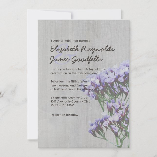 Bröllopsinbjudningar för Vintage Limonium Inbjudningar (Framsida)