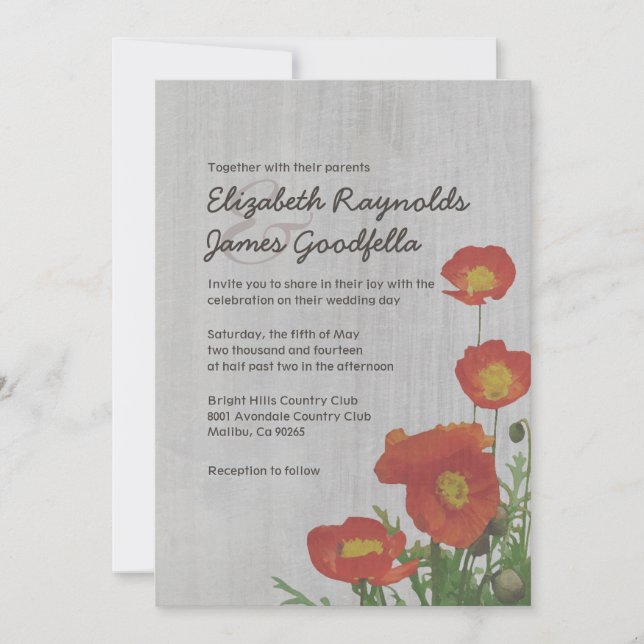 Bröllopsinbjudningar för vintage Poppies Inbjudningar (Framsida)
