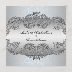 Bröllopsinbjudningar från Platinum Silver Damask r Inbjudningar