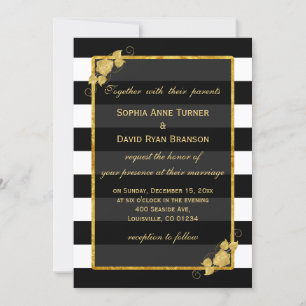Bröllopsinbjudningar   Gold Foil Black Rand Inbjudningar