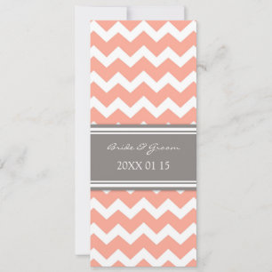 Bröllopsinbjudningar Grått Coral Chevron Inbjudningar
