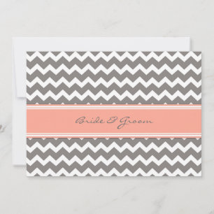 Bröllopsinbjudningar Grått Coral Chevron Inbjudningar