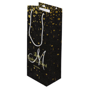 Bröllopsinbjudningar Guld Confetti Monogram