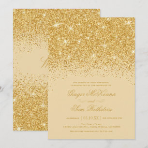 Bröllopsinbjudningar guld Glitter Inbjudningar