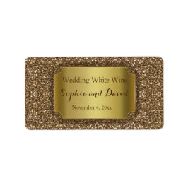 Bröllopsinbjudningar | Guld Glitter Vin favör Adressetikett