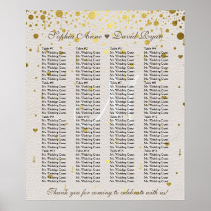 Bröllopsinbjudningar Guld Konfetti-sätesdiagram Poster