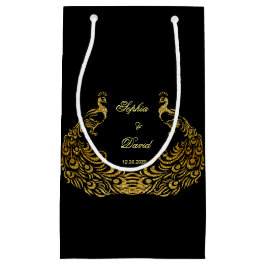 Bröllopsinbjudningar | Guld Peacock Black-favoritp