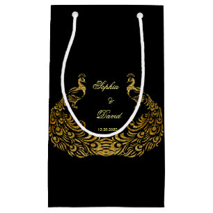 Bröllopsinbjudningar Guld Peacock Black-favoritp