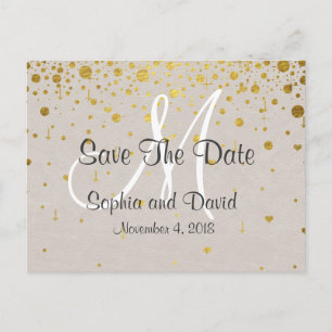 Bröllopsinbjudningar Guldkonfetti SAVE THE DATE Meddelande Vykort