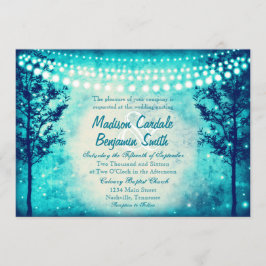 Bröllopsinbjudningar i Aqua Turcos Träd String Lju Inbjudningar