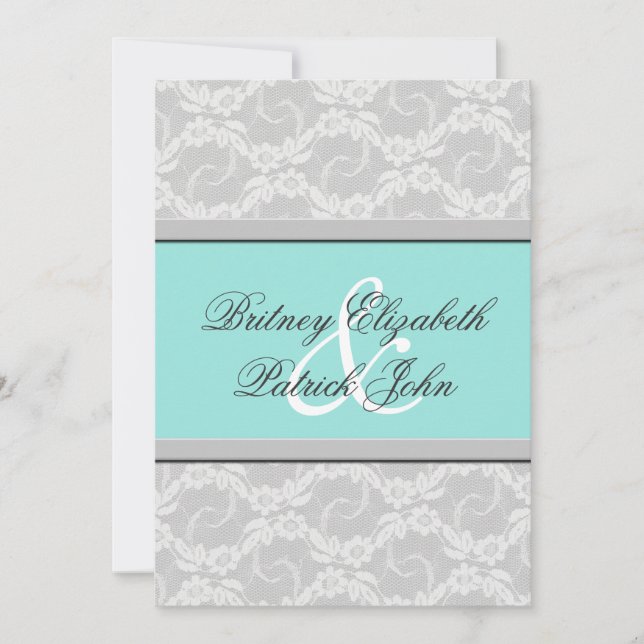 Bröllopsinbjudningar i Blå vitt Silver Snöre Inbjudningar (Framsida)