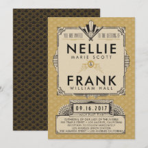 Bröllopsinbjudningar i Black och Guld Underbarare 