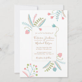 Bröllopsinbjudningar i broderier Blommigt Inbjudningar