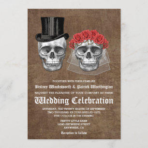 Bröllopsinbjudningar i Day of the dead Skull Inbjudningar