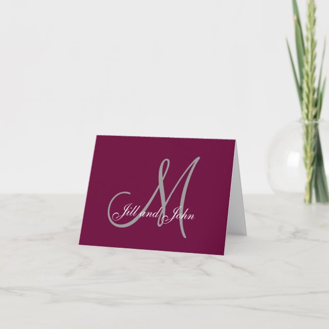 Bröllopsinbjudningar i första Namn Monogram Vin Inbjudan (Framsida)
