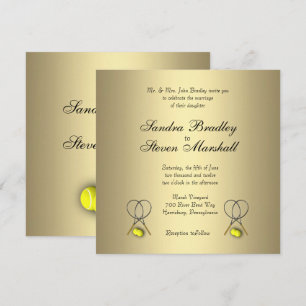 Bröllopsinbjudningar i guld tennis inbjudningar