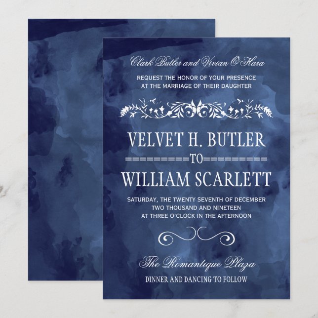 Bröllopsinbjudningar i sjöfärgshem inbjudningar (Fram/baksida)