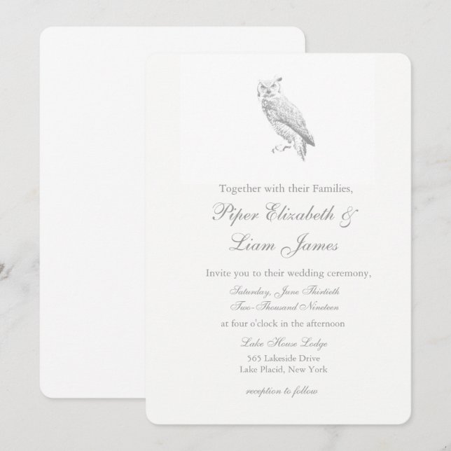 Bröllopsinbjudningar i Uggla Inbjudningar (Fram/baksida)