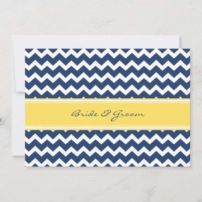 Bröllopsinbjudningar Lemon Blue Chevron Inbjudningar (Framsida)