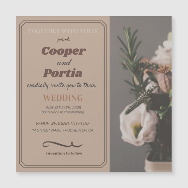 bröllopsinbjudningar magnetisk inbjudningskort (Framsida)